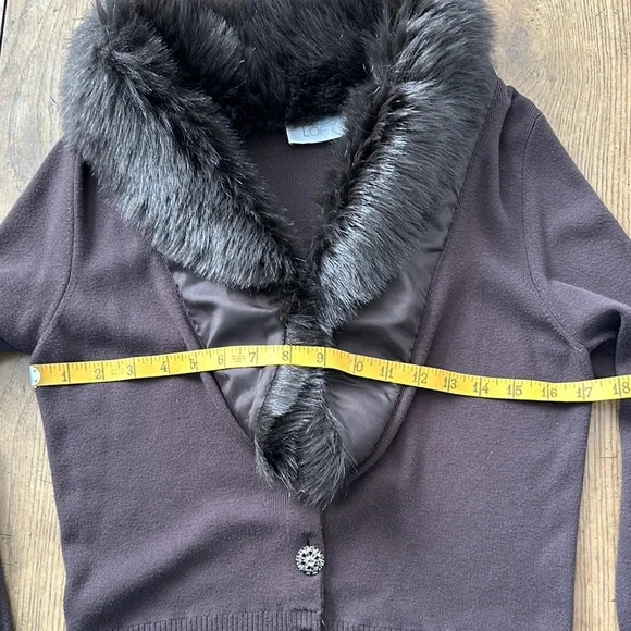 Ann Taylor Loft Brown Cardigan with Faux Fur Collar - Picture 10 of 10